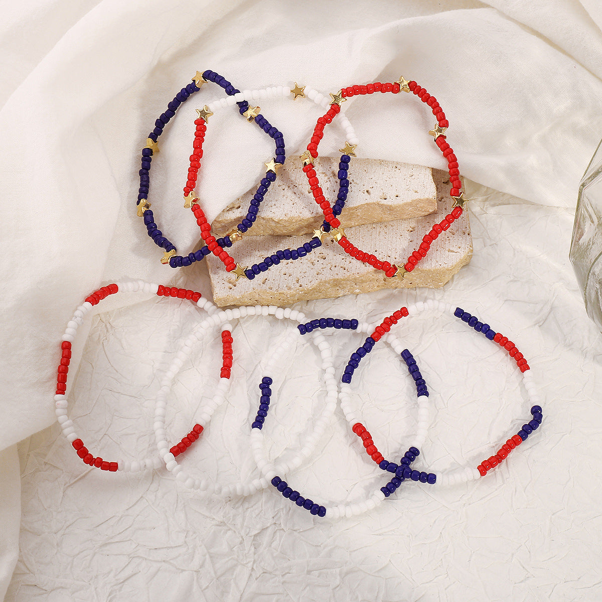 Simple Color Block Layered Beaded Bracelet