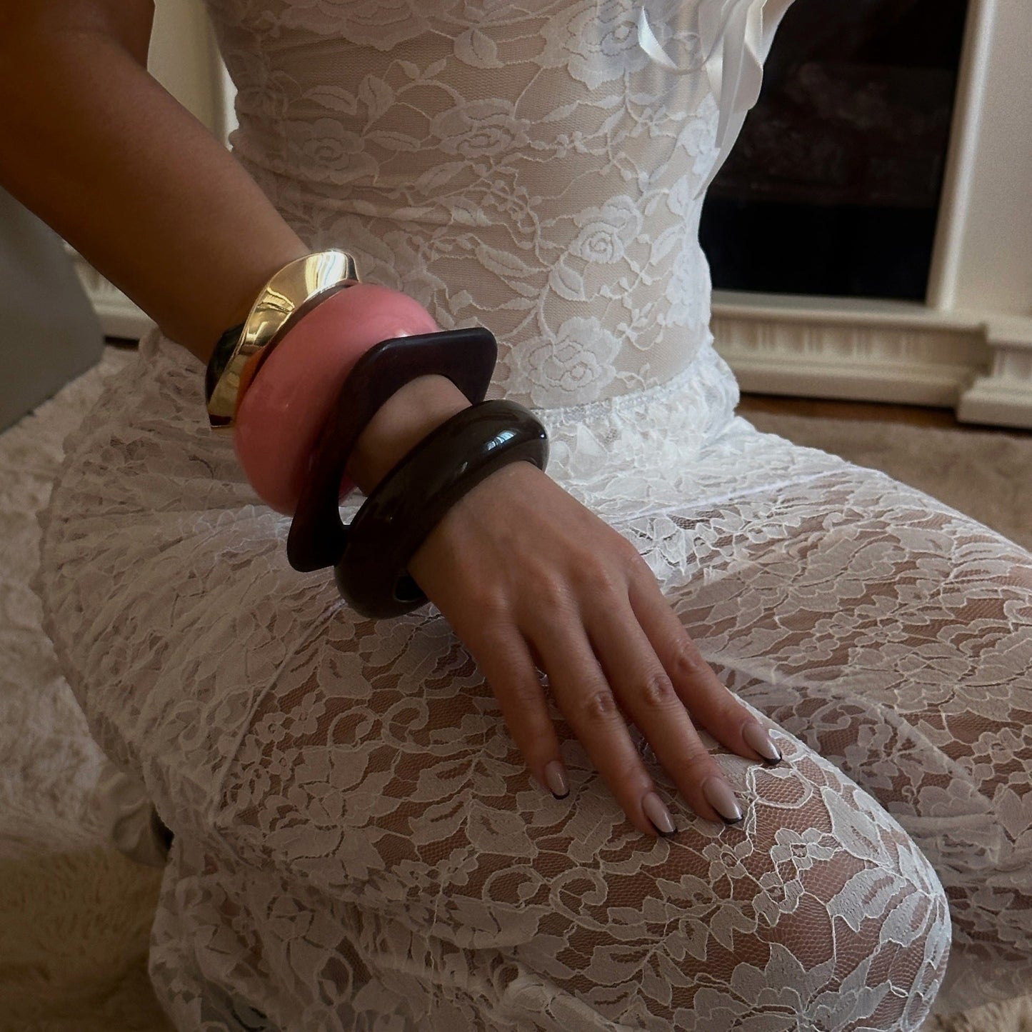 Irregular Layered Smooth Acrylic Bracelets