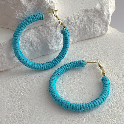 Vintage Cool Rattan Circle Hoop Earrings