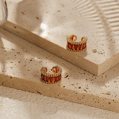 Vintage Elegant Zircon Clip Earrings