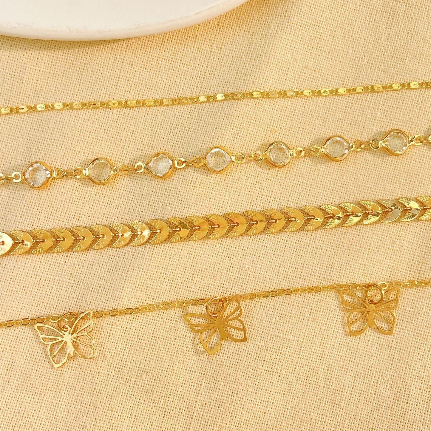 Hellow Out Butterfly Rhinestones Anklet