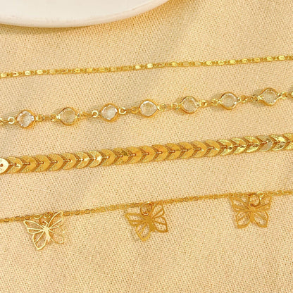 Hellow Out Butterfly Rhinestones Anklet