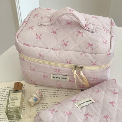 Pink Bow Large Capacity Sweet Make Up Bag