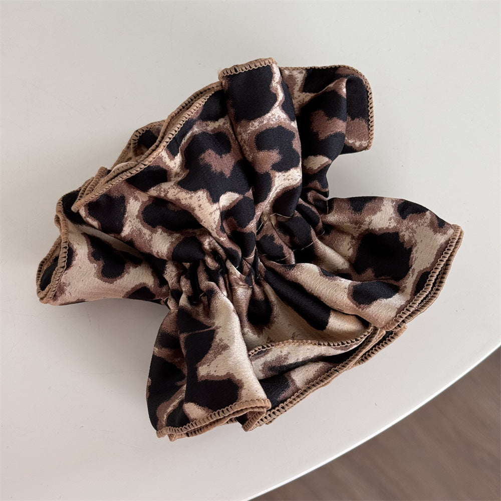Vintage Leopard Print Satin Elastic Hair Scrunchies