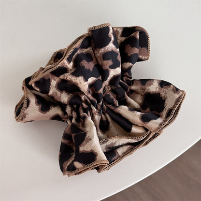 Vintage Leopard Print Satin Elastic Hair Scrunchies