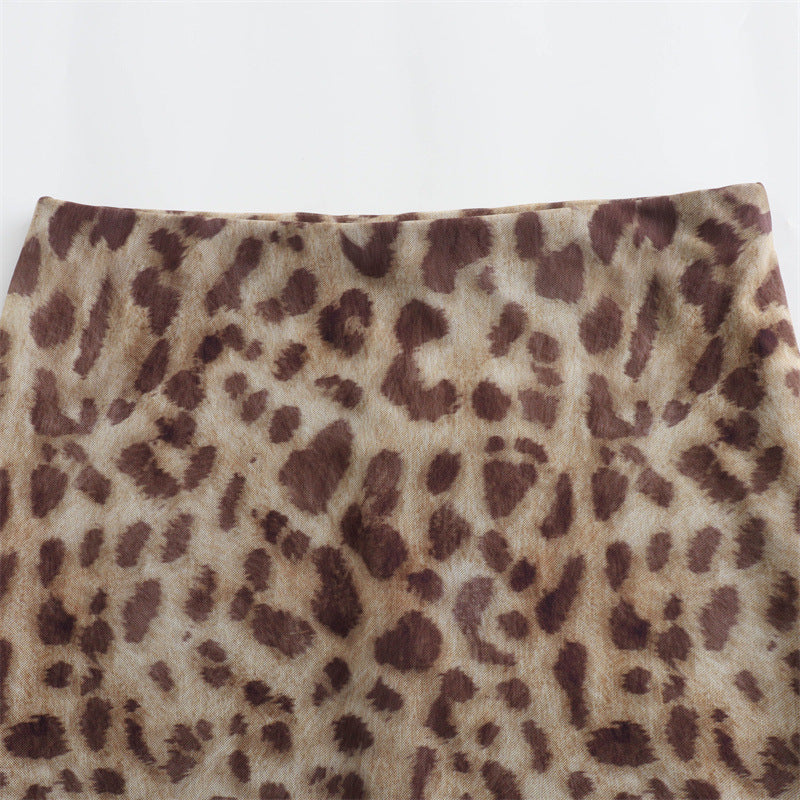 Leopard Print Bandeau Top and Skirt Sets