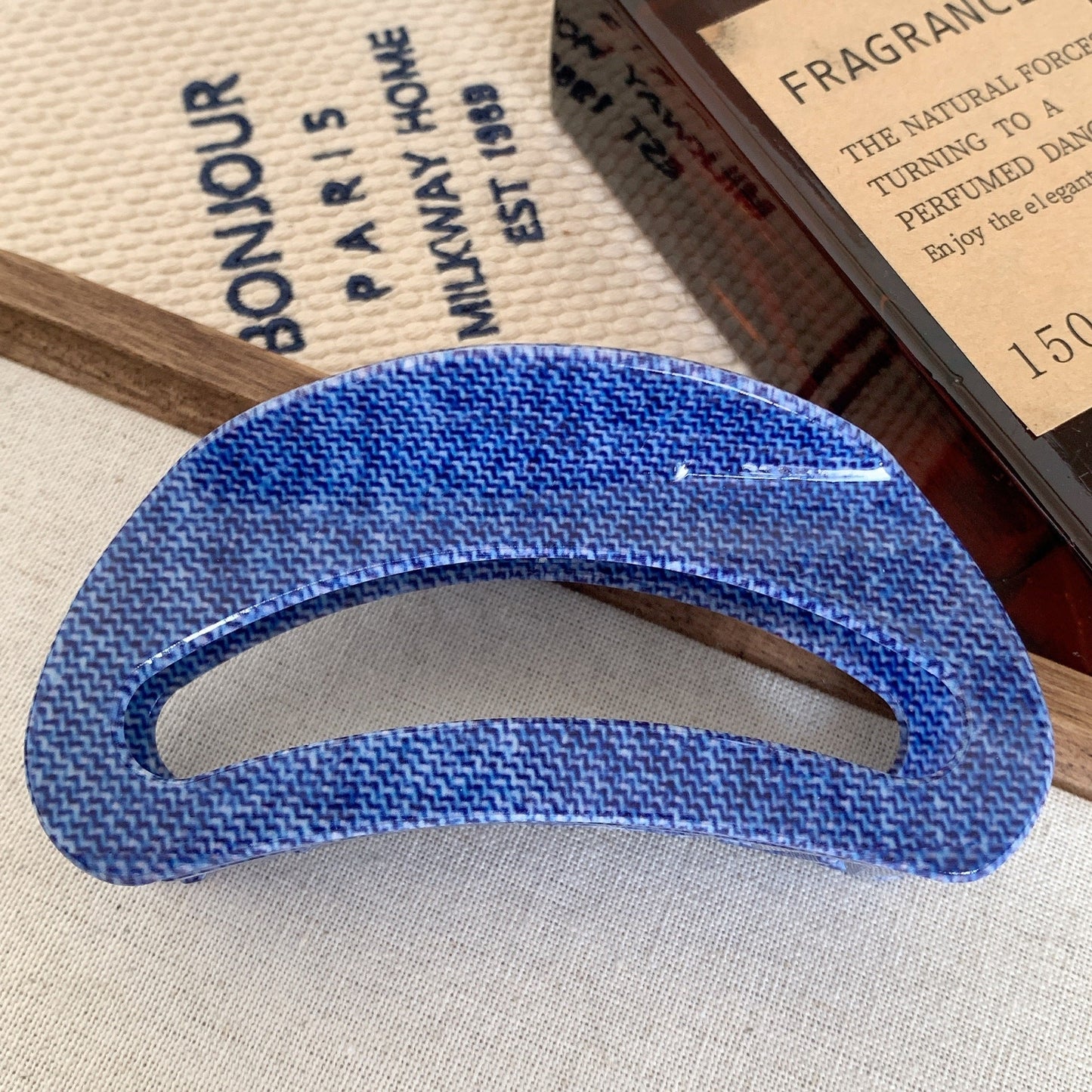 Simple Blue Geometric Acetate Hair Claw