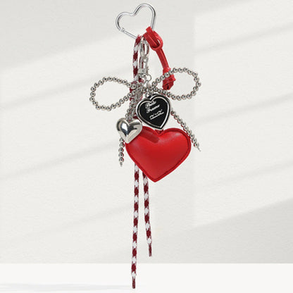 Trendy Leather Heart Braided Rope Bag Charm