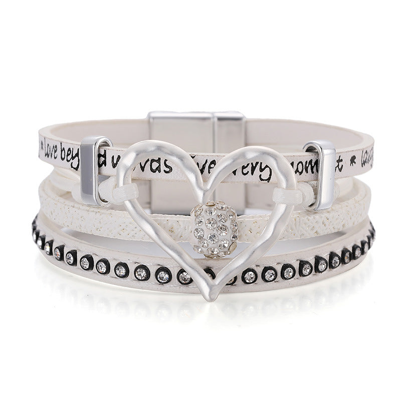 Hollow Out Love Zircon Layered Bracelets