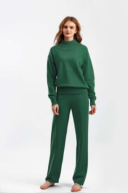 2+Solid Color High Collar Knit Sets