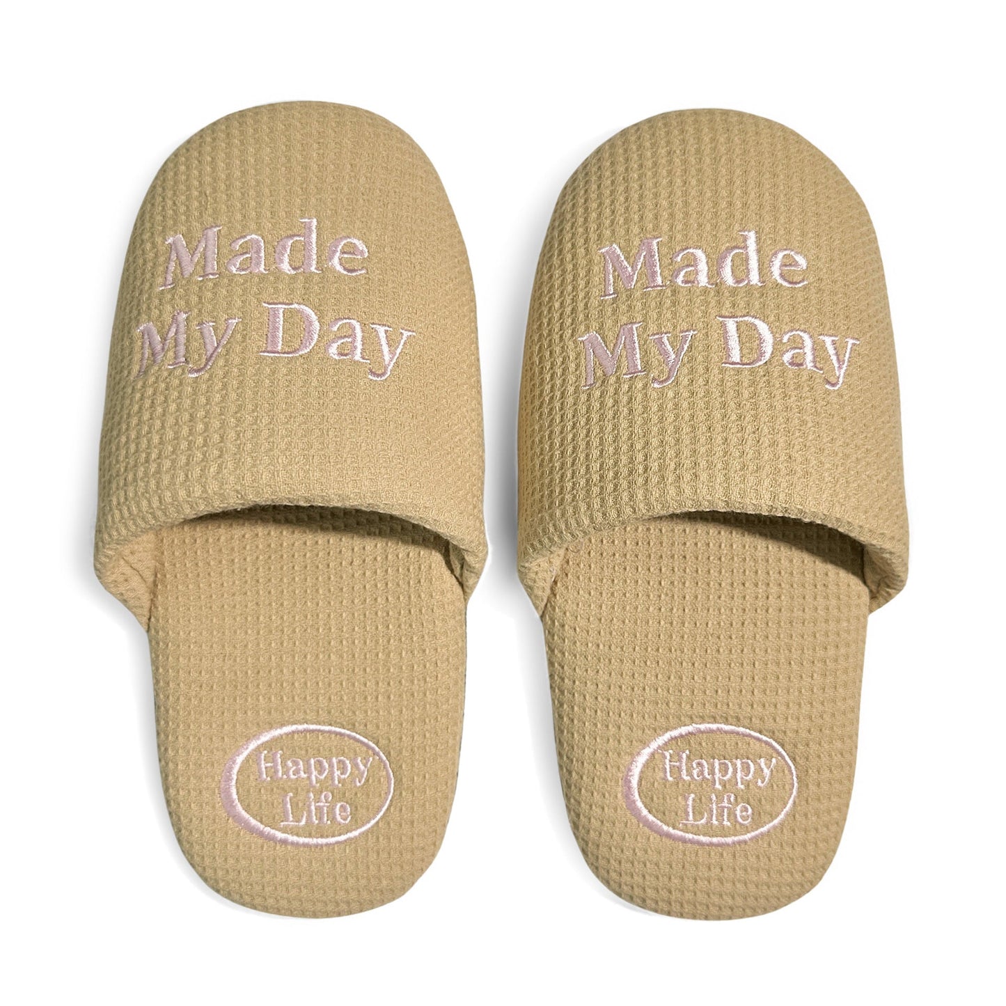Soft Letter Embroidered Waffle Indoor Slippers