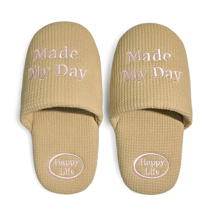 Soft Letter Embroidered Waffle Indoor Slippers
