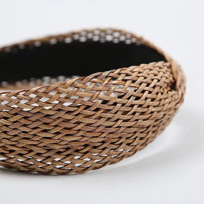 Cross Straw Knot Wide Headbands