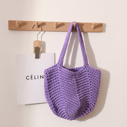 Solid Color Simple Woven Knit Handbag