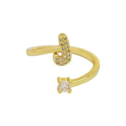 Letters A–Z Sparkling Zircon Adjustable Ring