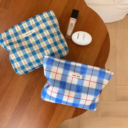 Simple Plaid Polka Dot Makeup Bag