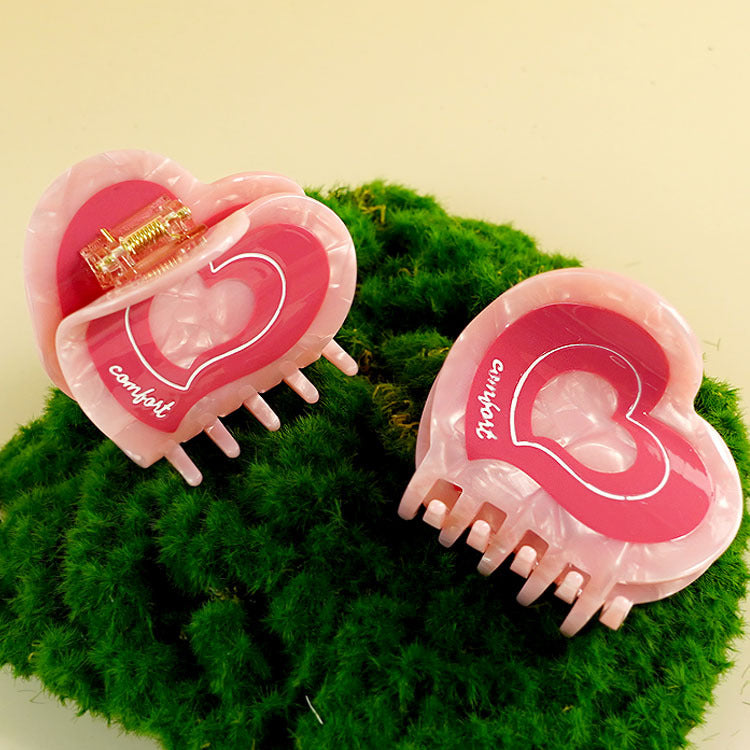Color Block Heart Acetate Hair Claw
