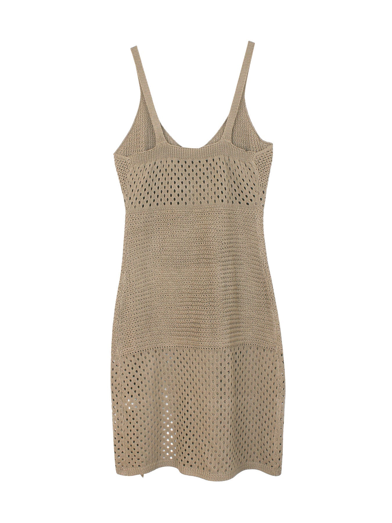 Solid Color Hollow Out Knitted Midi Dress