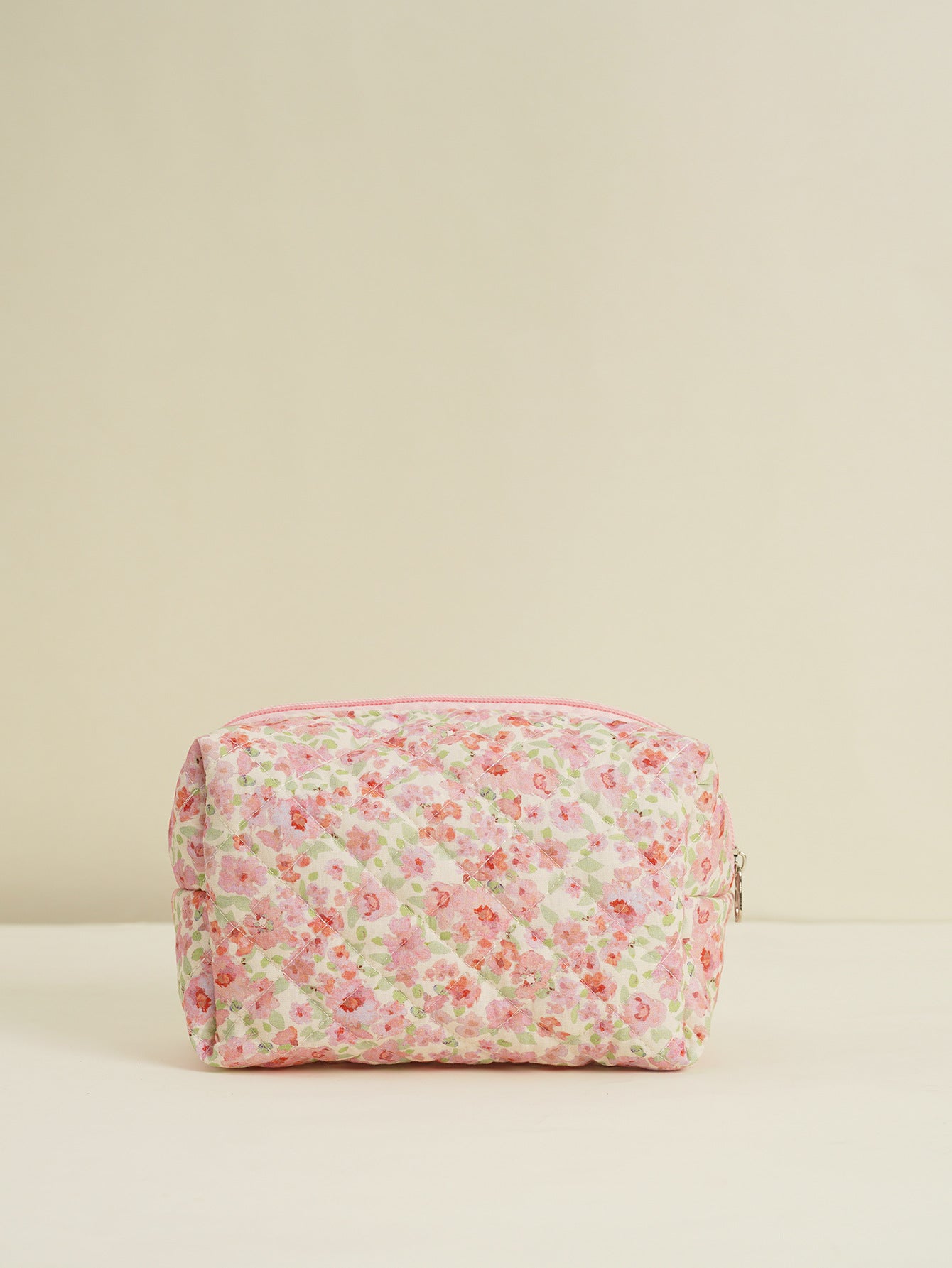 Cute Flower Printed Quilted Cosmetic Bag