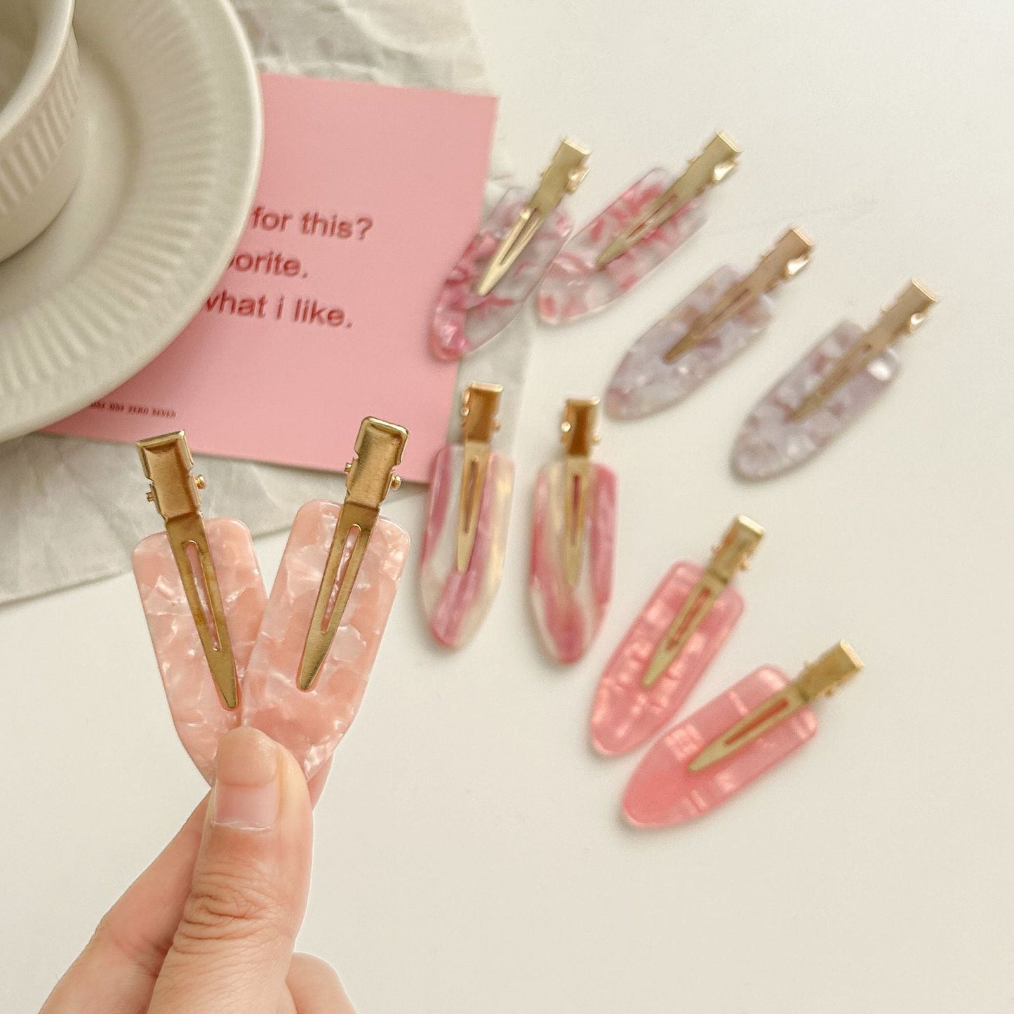 2+ 2Pcs Simple Sweet Pink Hair Clips