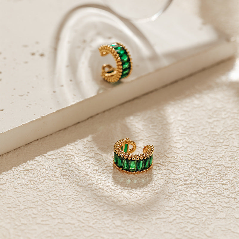 Vintage Elegant Zircon Clip Earrings