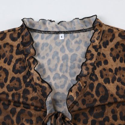 Irregular String Leopard Print Sexy Top