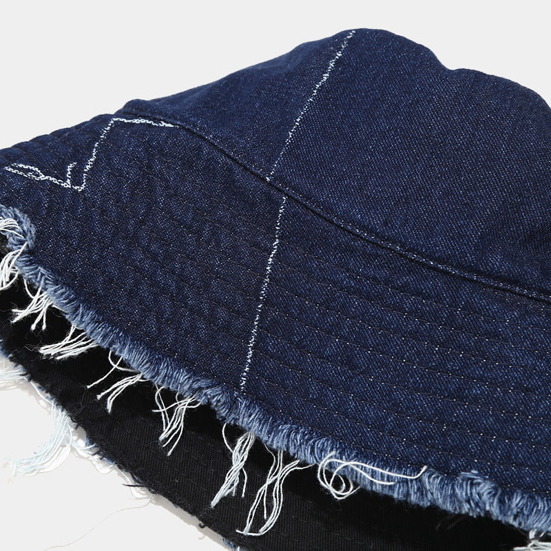 Vintage Irregular Splicing Denim Reversible Bucket Hat