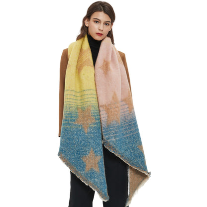 Contrast Color Star Print Scarves