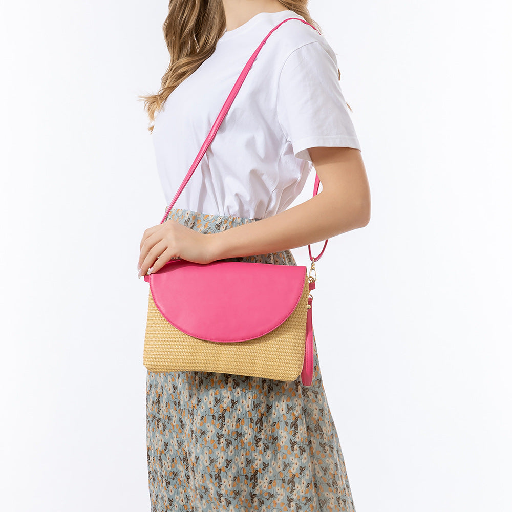 Woven Contrast Color Shoulder Bags