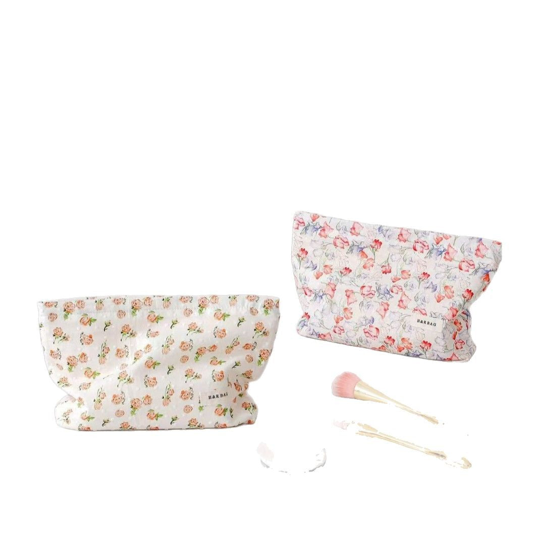 Cute Flower Printed Cotton Makeup Bag