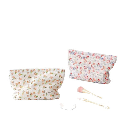 Cute Flower Printed Cotton Makeup Bag