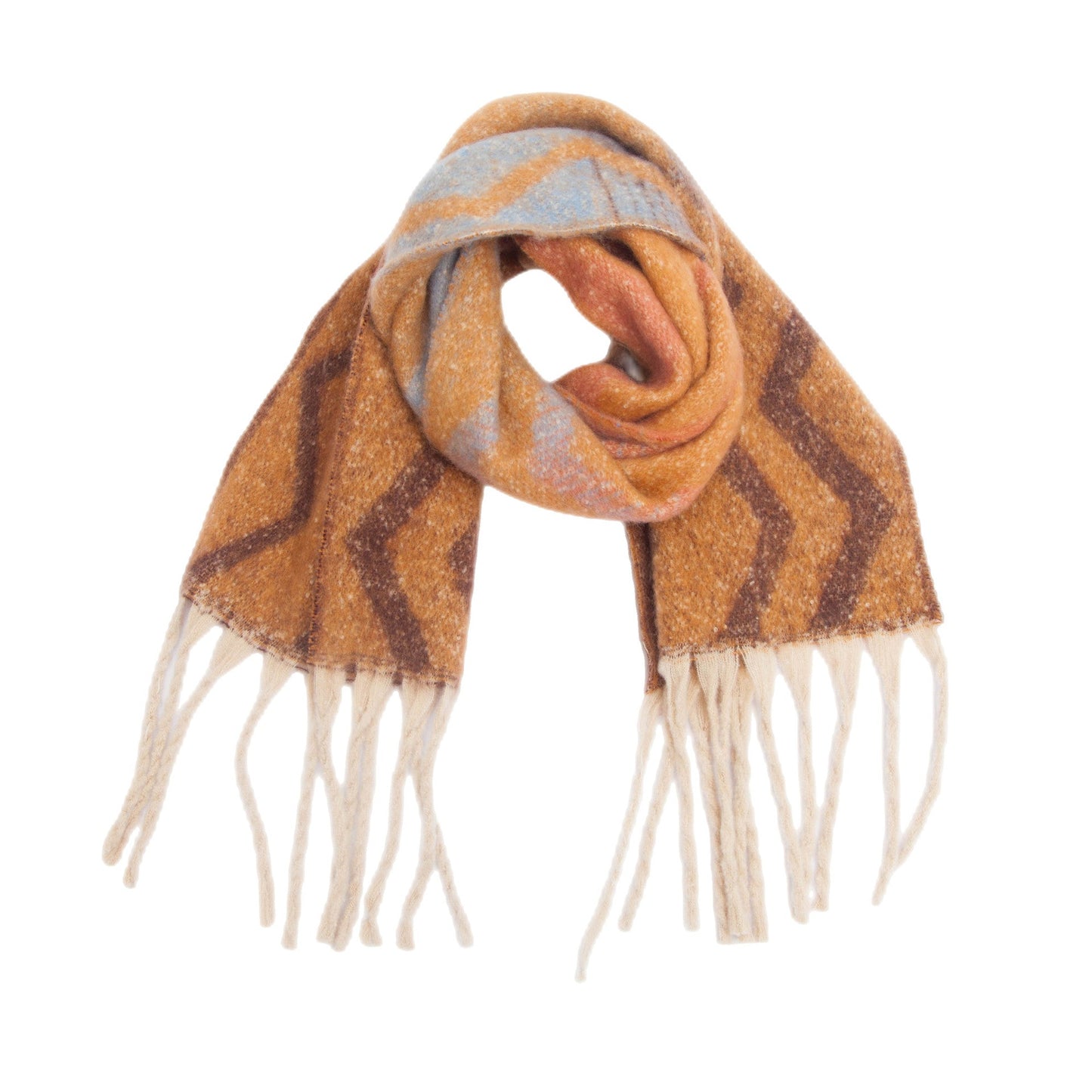 Gradient Color Print Tassel Scarf