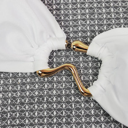 Solid Color Strapless Triangle Bikini Swimwear