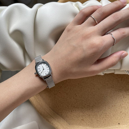 Vintage Oval Slim Strap Roman Numeral Gold Watch