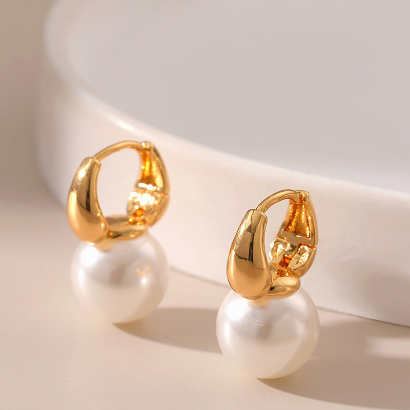 Elegant Pearl Simple Hoop Earrings