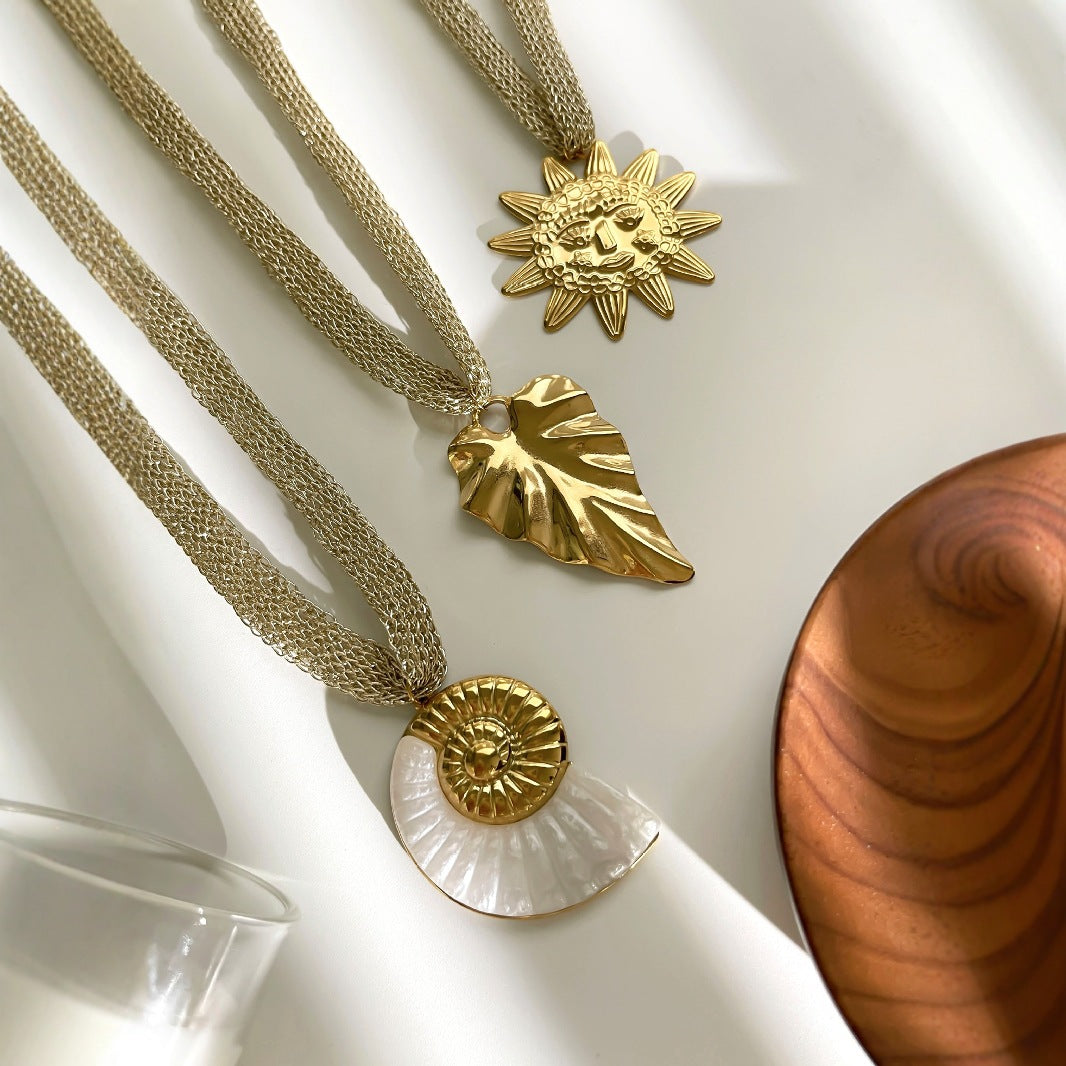 Chunky Gold Plated Statement Pendant Necklace