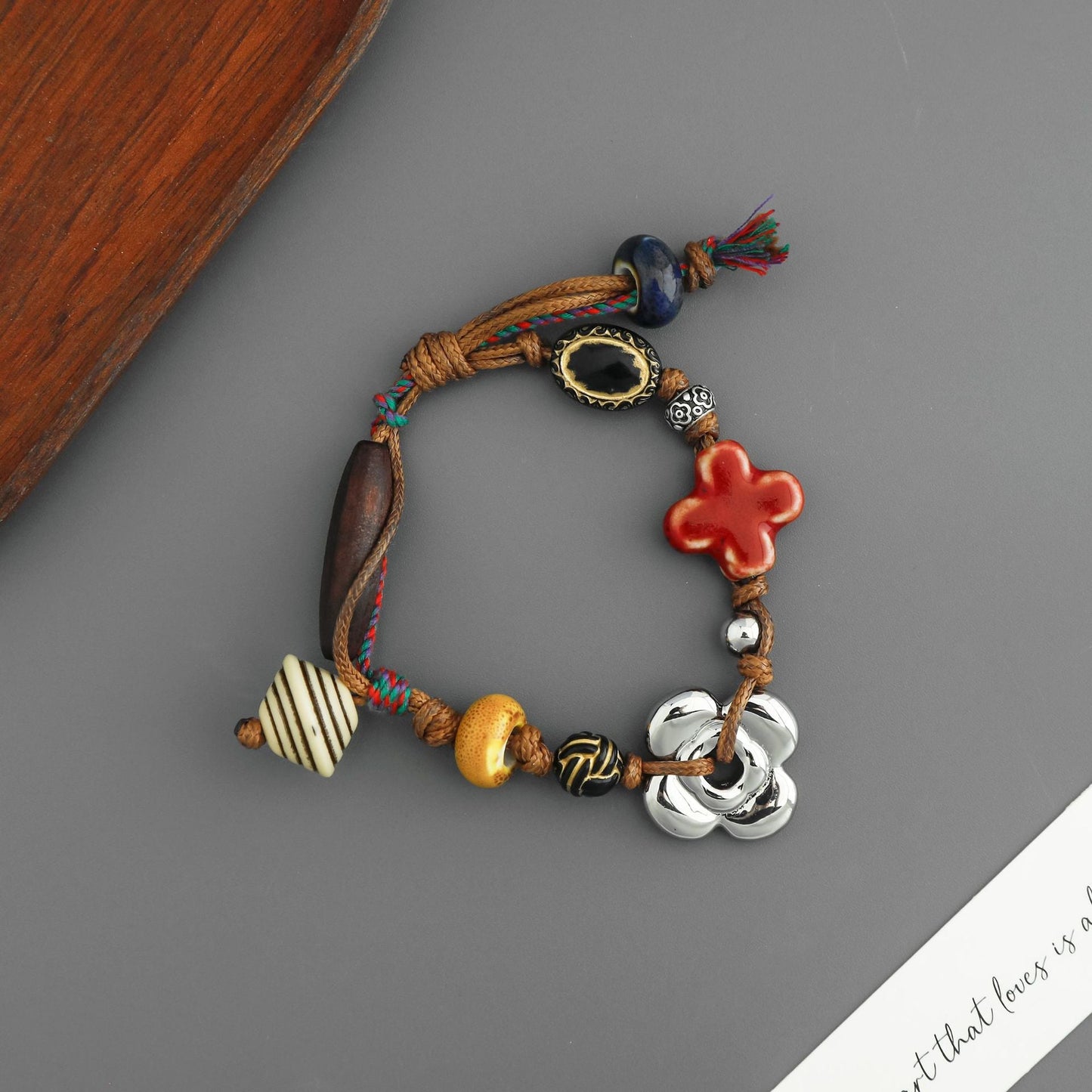 Boho Four-Leaf Clove Bead Braided Bracelet