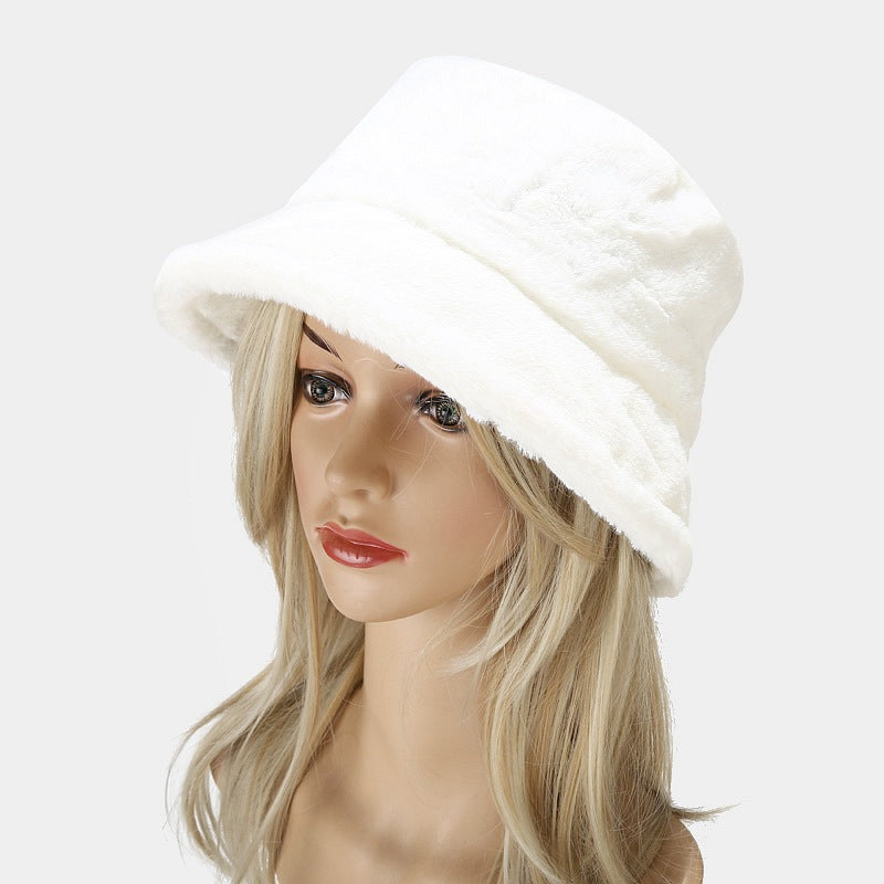 Simple Solid Color Thicken Winter Bucket Hat