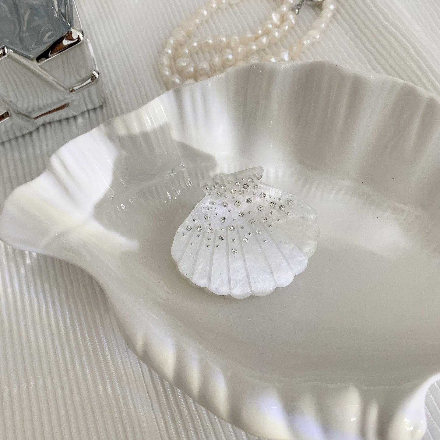 Sparkling Rhinestone Shell Acetate Hair Claw