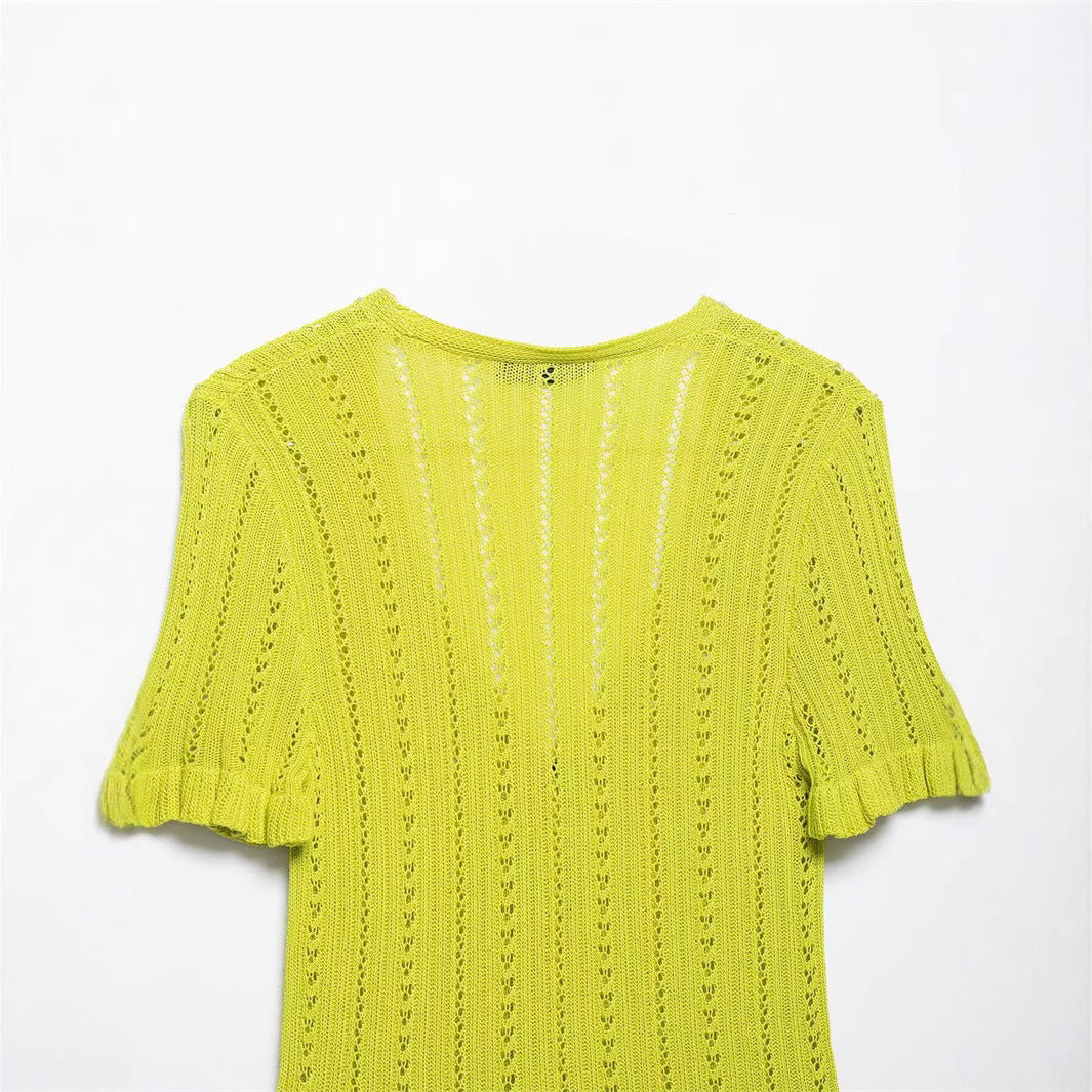 Trendy Hollow Out Jacquard Knit Top