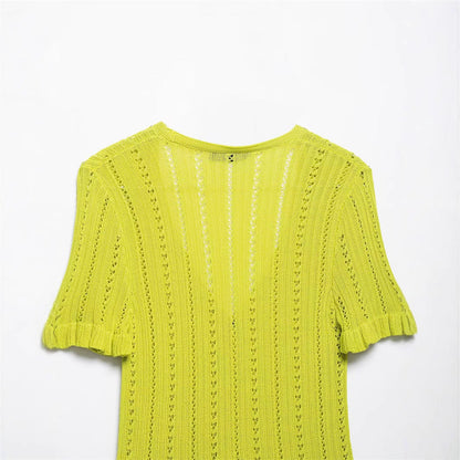 Trendy Hollow Out Jacquard Knit Top