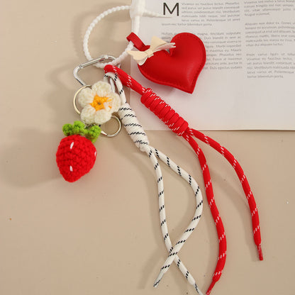 Strawberry Flower Rope Braided Bag Charms