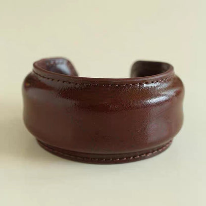 Vintage Leather Wide Open Bracelets