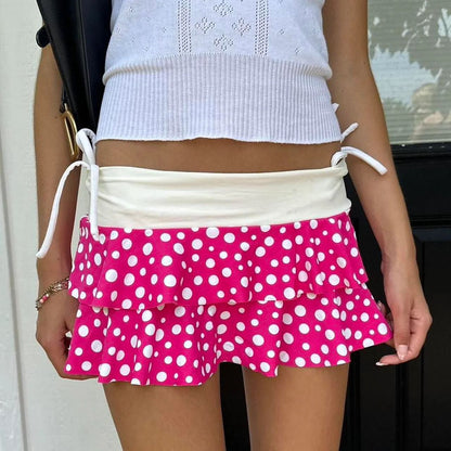 Layered Ruffle Sexy Print Mini Skirt