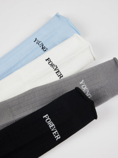 Minimalist Solid Color Letter Print Long Socks