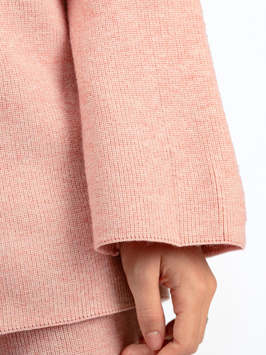 2+ Stand Collar Side Split Knit Sets