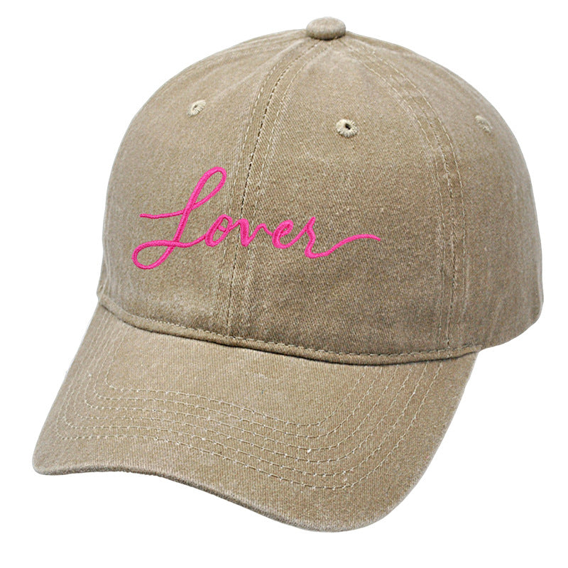 Letter Embroidered Washed Simple Baseball Caps