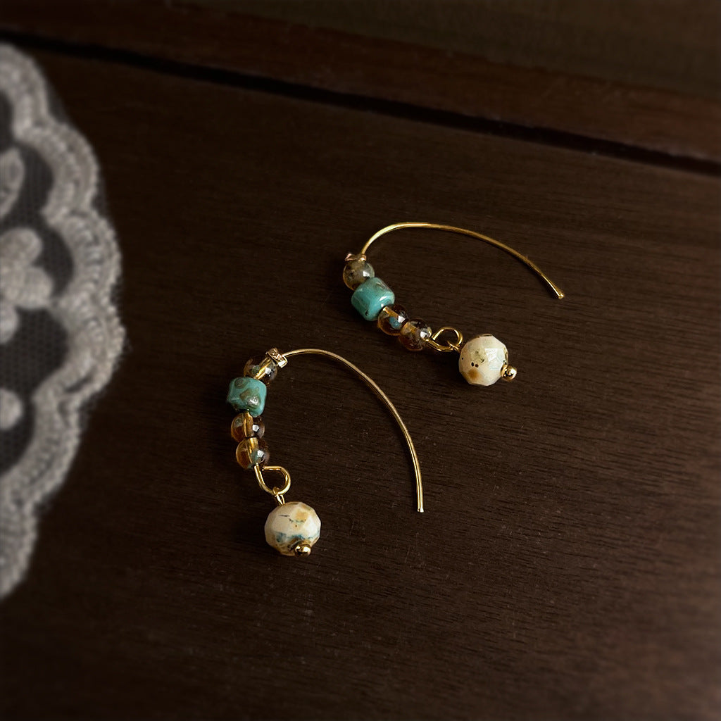 Vintage Handmade Glass Bead Dangle Earrings