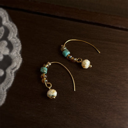 Vintage Handmade Glass Bead Dangle Earrings