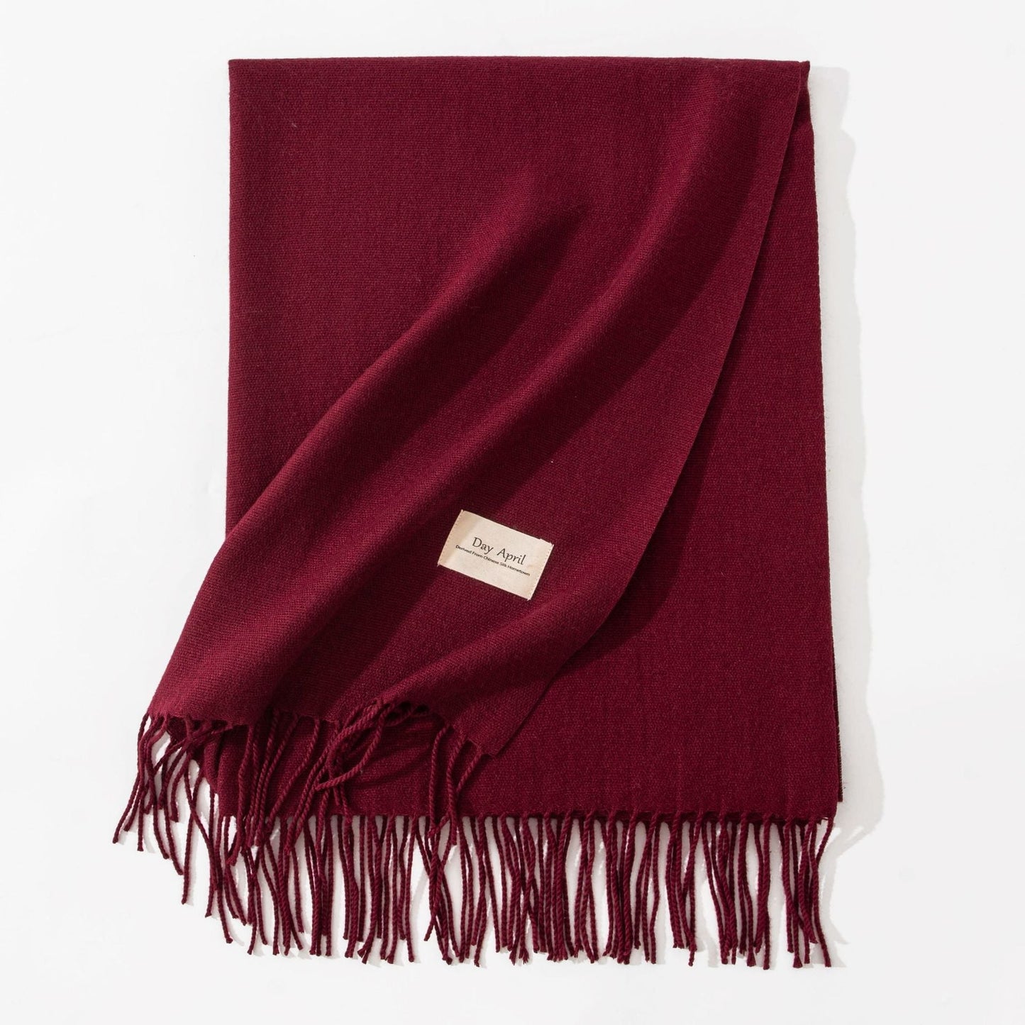Simple Solid Color Fringed Winter Scarf